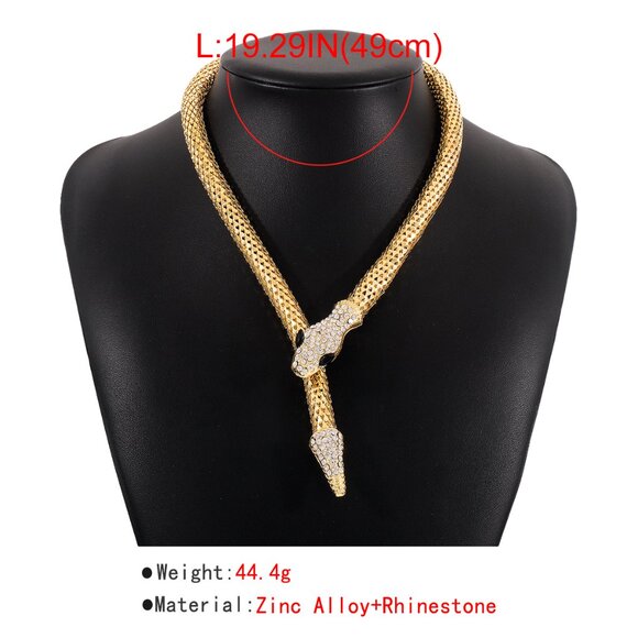 3/$35 Gold Plated Pave Rhinestone Snake Head Lariat Y Necklace Chain Statement - Picture 8 of 8